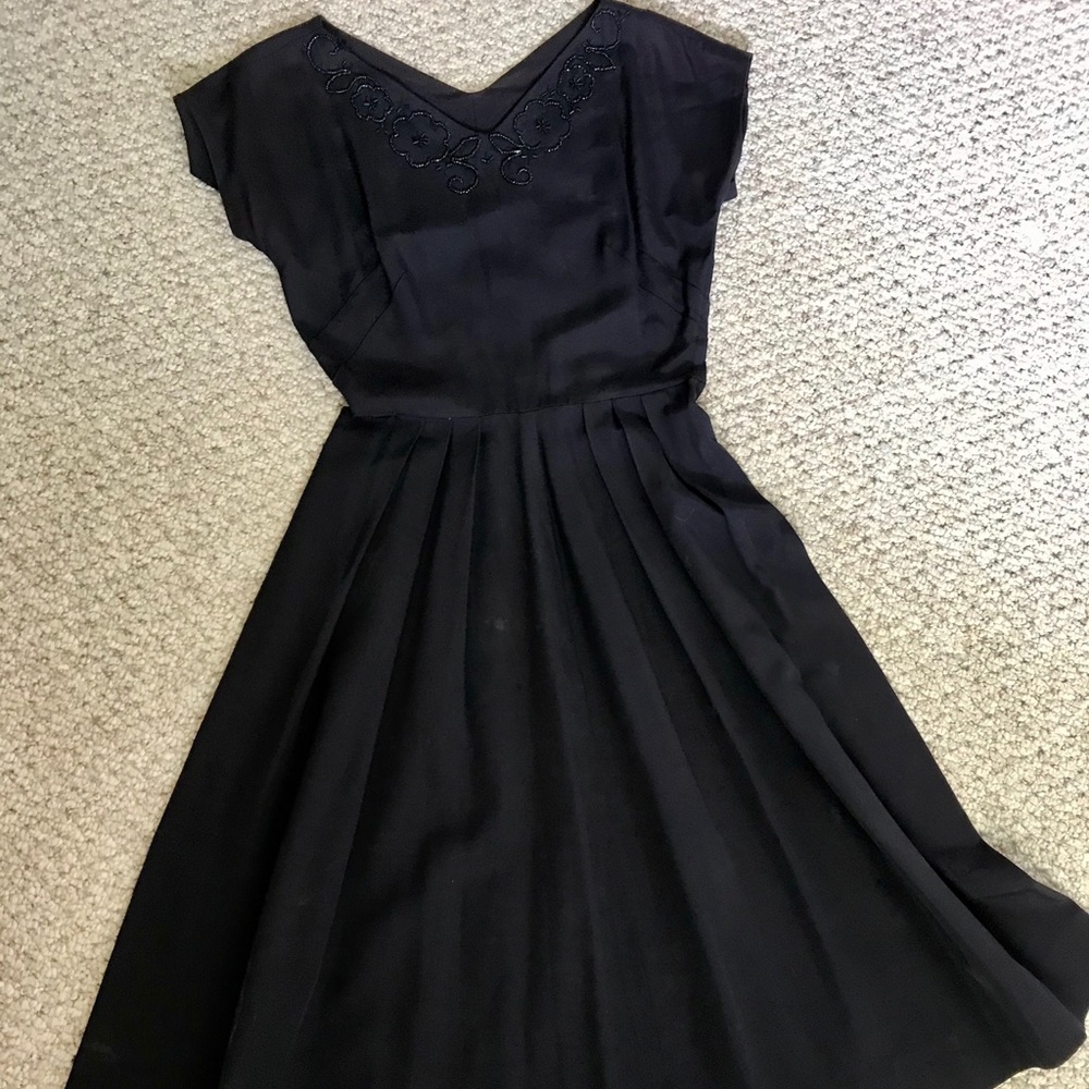 Gorgeous, Vintage, Navy Faille Cocktail Dress